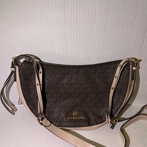 MICHAEL Michael Kors Brown and Tan Crossbody Bag with Monogram Pattern